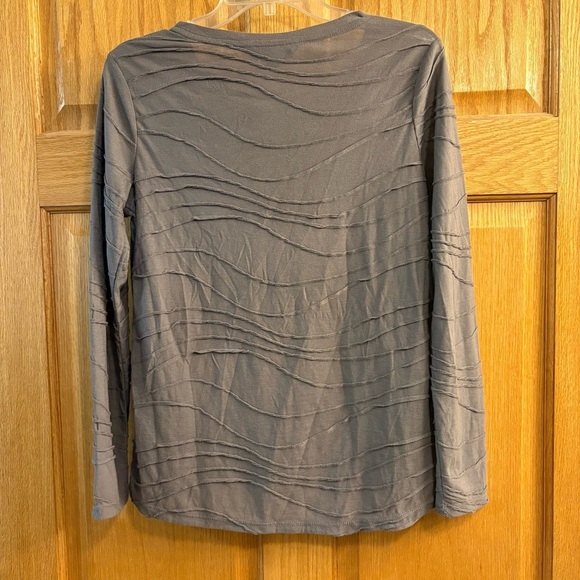 Simply Vera Vera Wang Women's Size M Med Long-Sleeved Textured Gray Blouse Shirt - Picture 2 of 5